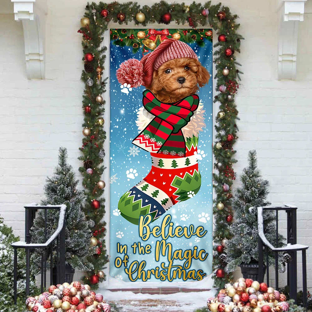 Poodle In Sock Door Cover Believe In The Magic Of Christmas Door Cover Xmas Outdoor Decoration Gifts For Dog Lovers 3 Poodle In Sock Door Cover Believe In The Magic Of Christmas Door Cover Xmas Outdoor Decoration Gifts For Dog Lovers 3