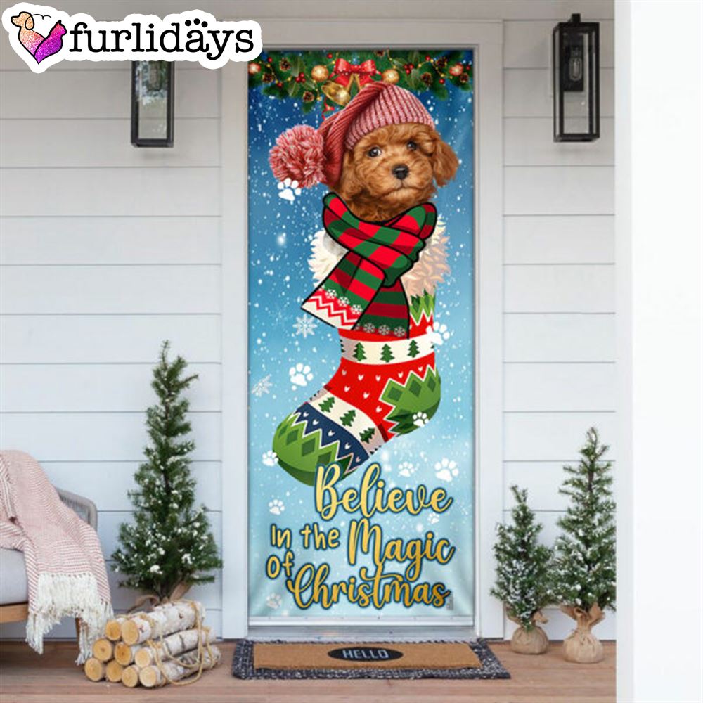 Poodle In Sock Door Cover Believe In The Magic Of Christmas Door Cover Xmas Outdoor Decoration Gifts For Dog Lovers 6 Poodle In Sock Door Cover Believe In The Magic Of Christmas Door Cover Xmas Outdoor Decoration Gifts For Dog Lovers 6