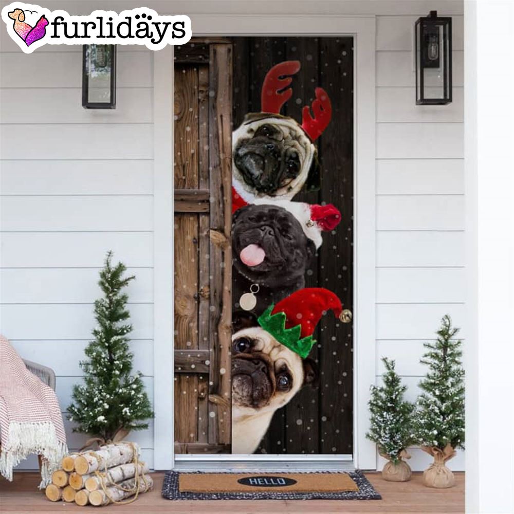 Pugs Christmas Door Cover Xmas Gifts For Pet Lovers Christmas Gift For Friends Pugs Christmas Door Cover Xmas Gifts For Pet Lovers Christmas Gift For Friends