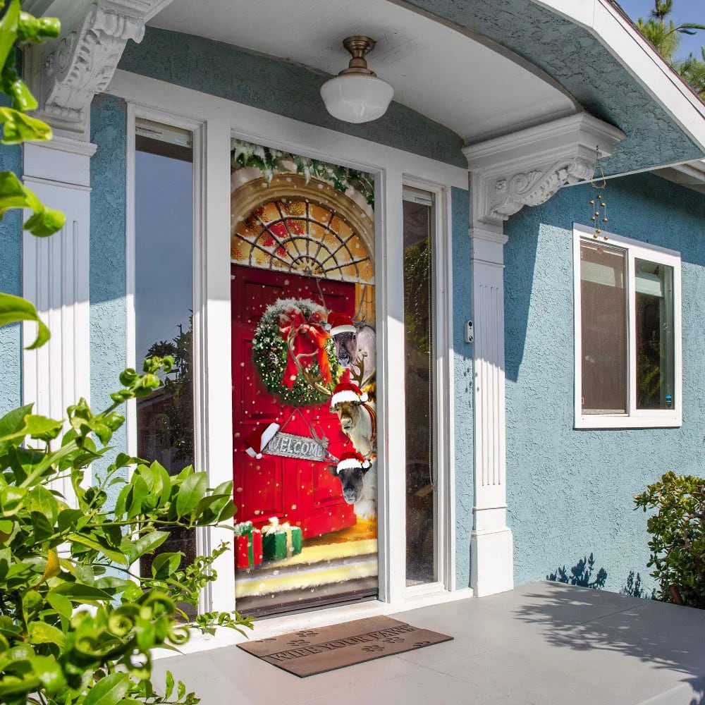 Reindeer Farmhouse Christmas Door Cover Unique Gifts Doorcover 4 Reindeer Farmhouse Christmas Door Cover Unique Gifts Doorcover 4