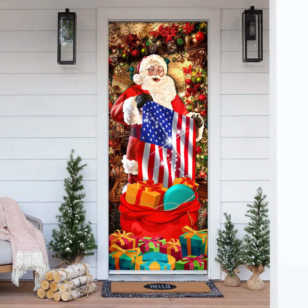 Santa Laughing Door Cover American Christmas Door Cover Unique Gifts Doorcover 1