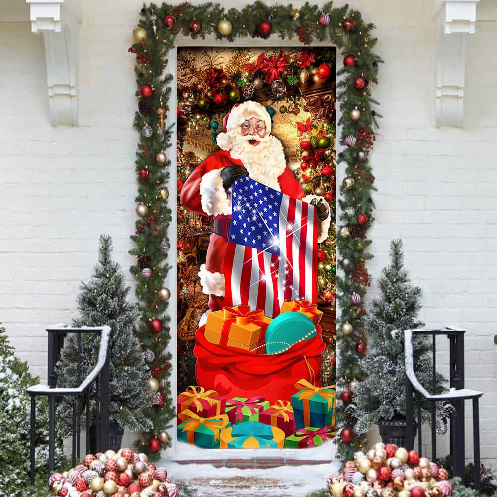 Santa Laughing Door Cover American Christmas Door Cover Unique Gifts Doorcover 2