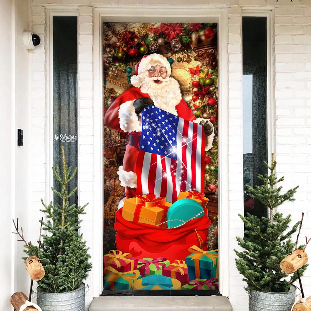 Santa Laughing Door Cover American Christmas Door Cover Unique Gifts Doorcover 3