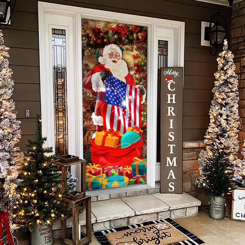 Santa Laughing Door Cover American Christmas Door Cover Unique Gifts Doorcover 4