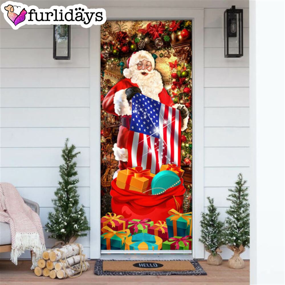 Santa Laughing Door Cover American Christmas Door Cover Unique Gifts Doorcover 7
