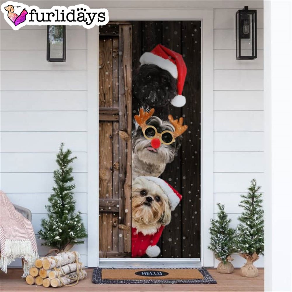 Shih Tzu Christmas Door Cover Xmas Gifts For Pet Lovers Christmas Gift For Friends Shih Tzu Christmas Door Cover Xmas Gifts For Pet Lovers Christmas Gift For Friends
