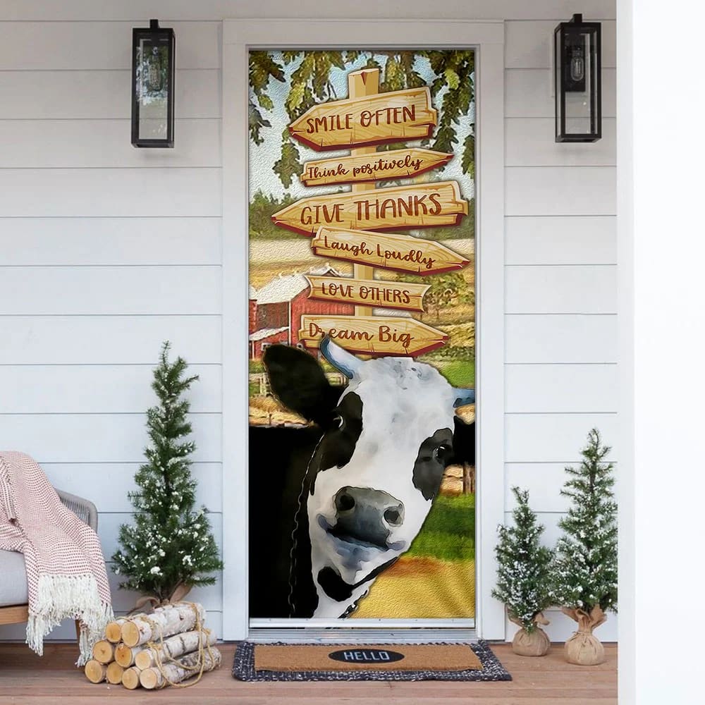 Smile Often Think Positively Laugh Loudly Cow Door Cover Unique Gifts Doorcover 1 Smile Often Think Positively Laugh Loudly Cow Door Cover Unique Gifts Doorcover 1