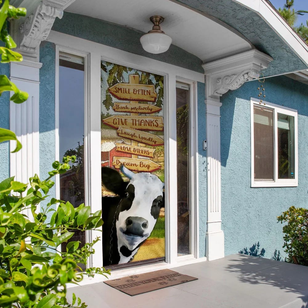 Smile Often Think Positively Laugh Loudly Cow Door Cover Unique Gifts Doorcover 2 Smile Often Think Positively Laugh Loudly Cow Door Cover Unique Gifts Doorcover 2
