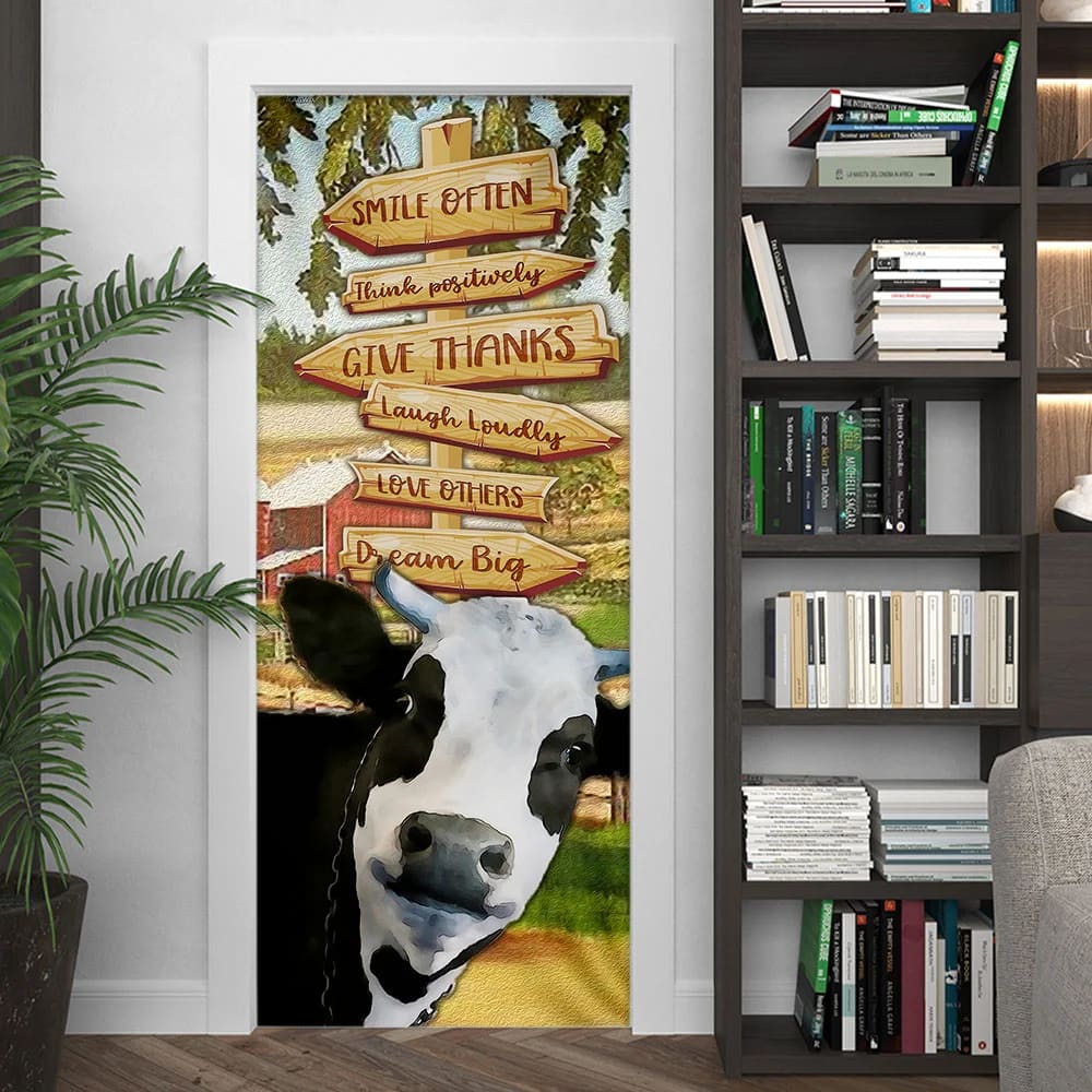 Smile Often Think Positively Laugh Loudly Cow Door Cover Unique Gifts Doorcover 3 Smile Often Think Positively Laugh Loudly Cow Door Cover Unique Gifts Doorcover 3