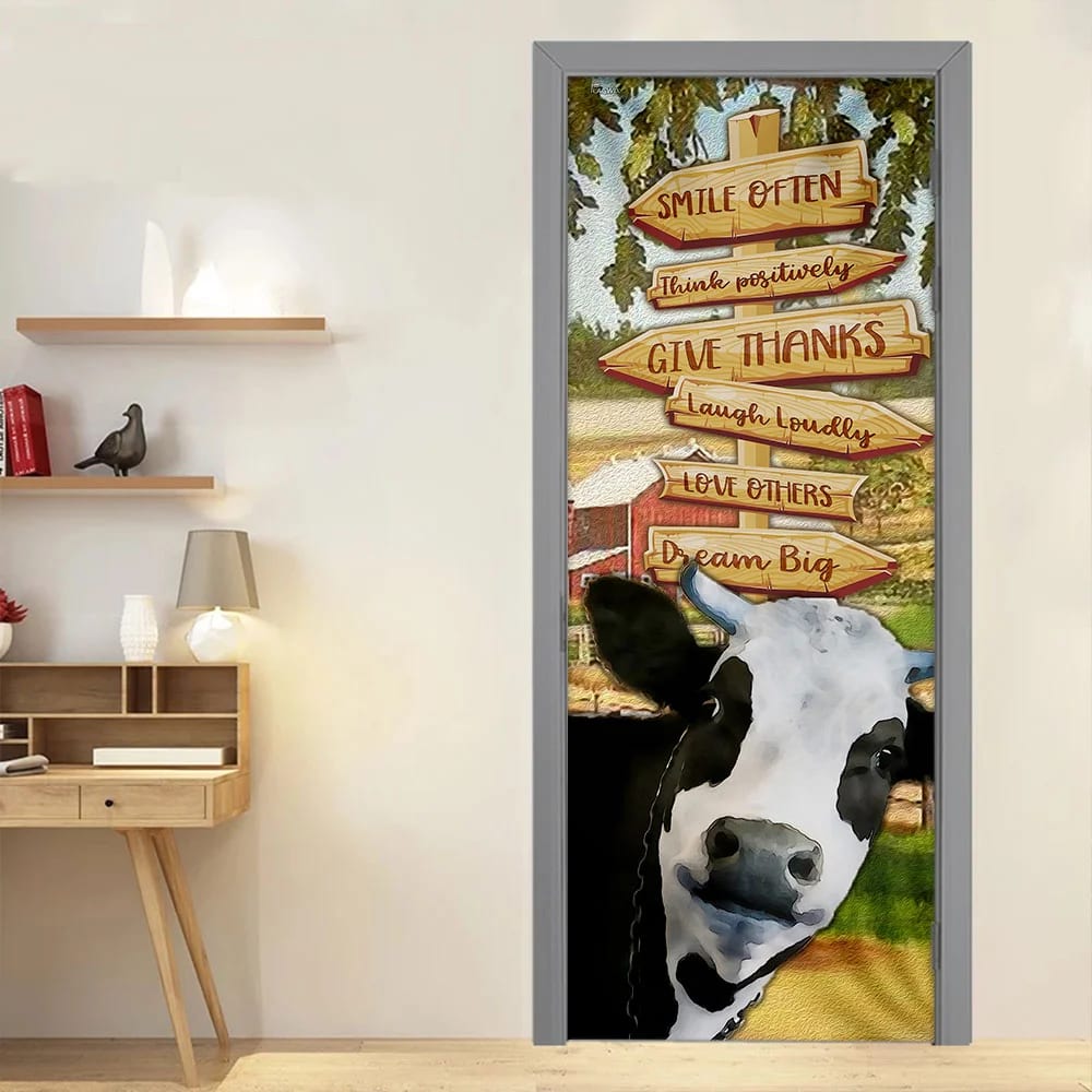 Smile Often Think Positively Laugh Loudly Cow Door Cover Unique Gifts Doorcover 4 Smile Often Think Positively Laugh Loudly Cow Door Cover Unique Gifts Doorcover 4