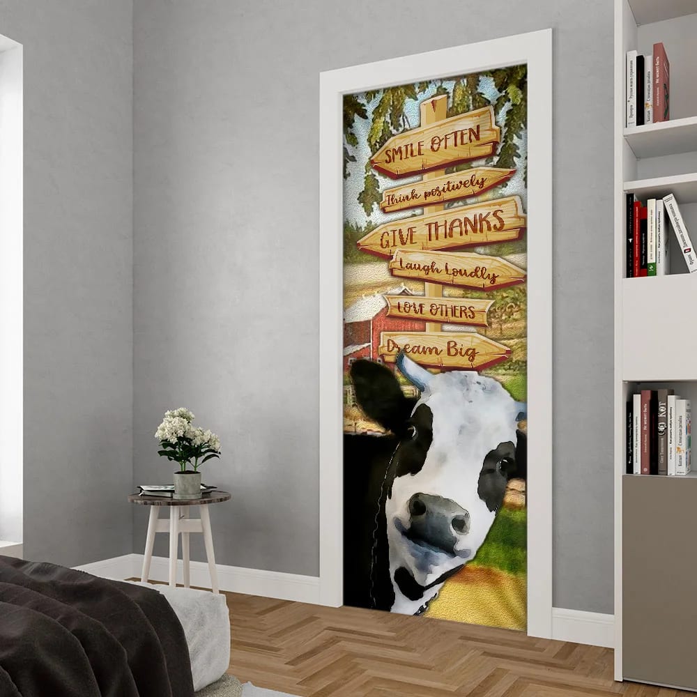 Smile Often Think Positively Laugh Loudly Cow Door Cover Unique Gifts Doorcover 5 Smile Often Think Positively Laugh Loudly Cow Door Cover Unique Gifts Doorcover 5