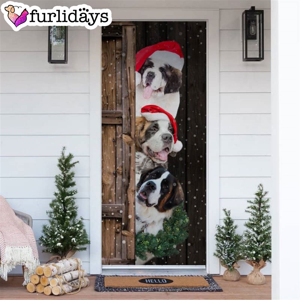 St.Bernard Christmas Door Cover Xmas Gifts For Pet Lovers Christmas Gift For Friends St.Bernard Christmas Door Cover Xmas Gifts For Pet Lovers Christmas Gift For Friends