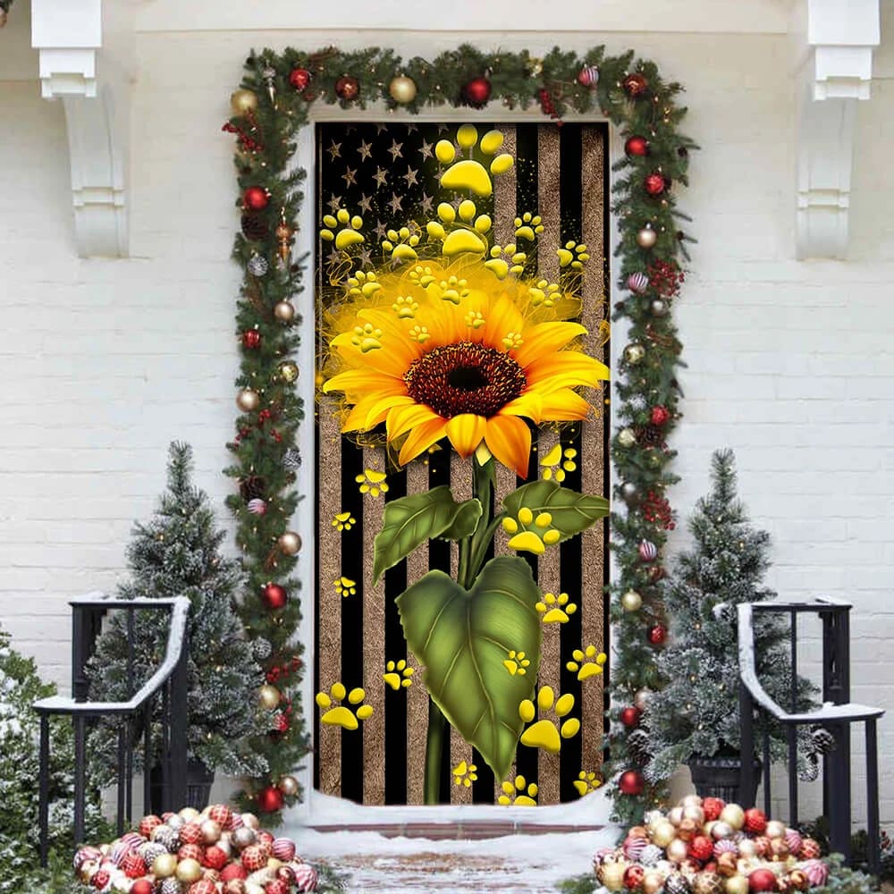 Sunflower Dog Paw Door Cover Xmas Outdoor Decoration Gifts For Dog Lovers 4 Sunflower Dog Paw Door Cover Xmas Outdoor Decoration Gifts For Dog Lovers 4