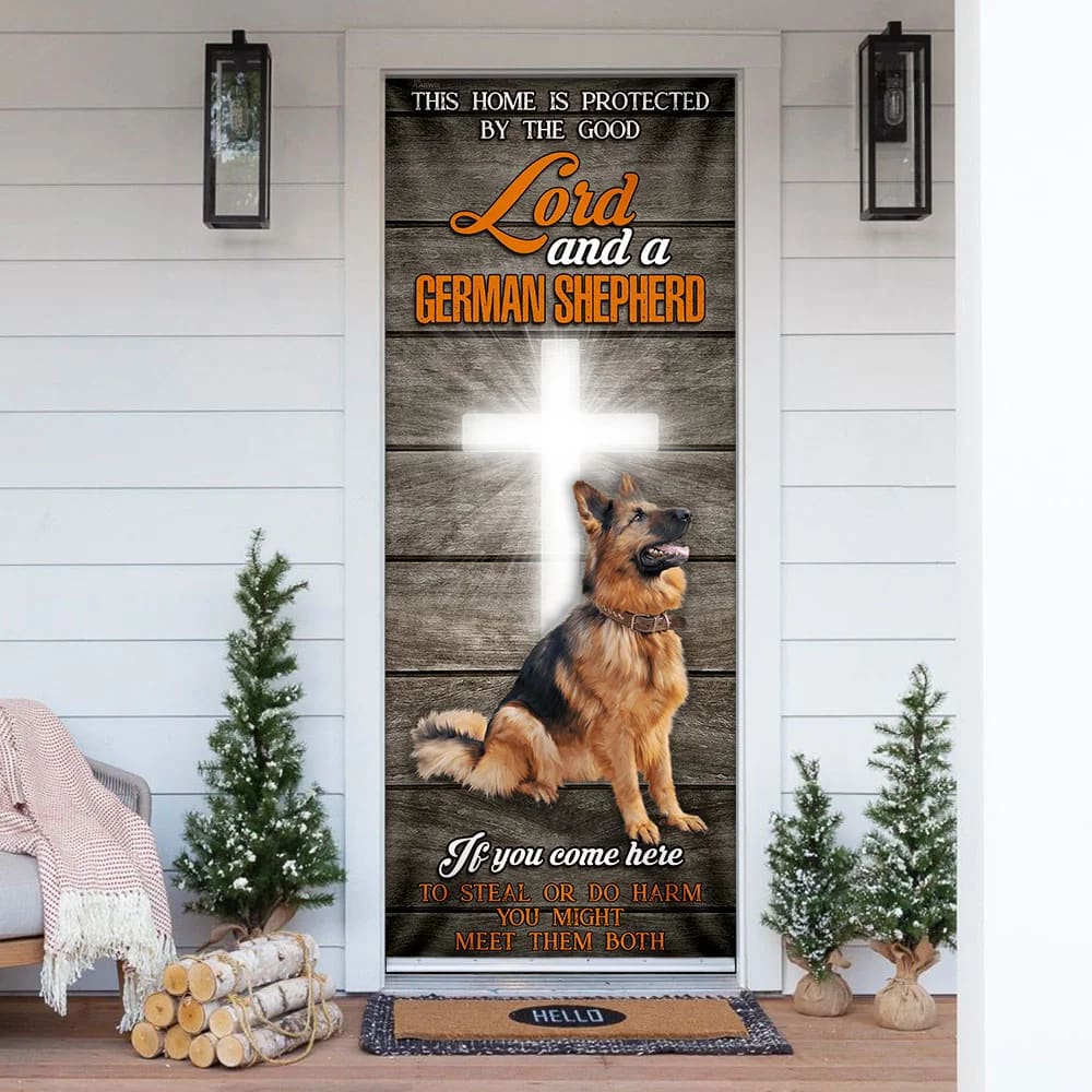 This Home Is Protected By The Good Lord And A German Shepherd Door Cover Xmas Outdoor Decoration Gifts For Dog Lovers 1 This Home Is Protected By The Good Lord And A German Shepherd Door Cover Xmas Outdoor Decoration Gifts For Dog Lovers 1