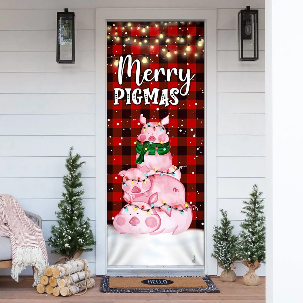 Three Pig Christmas Cattle Door Cover Merry Pigmas Unique Gifts Doorcover 1 Three Pig Christmas Cattle Door Cover Merry Pigmas Unique Gifts Doorcover 1