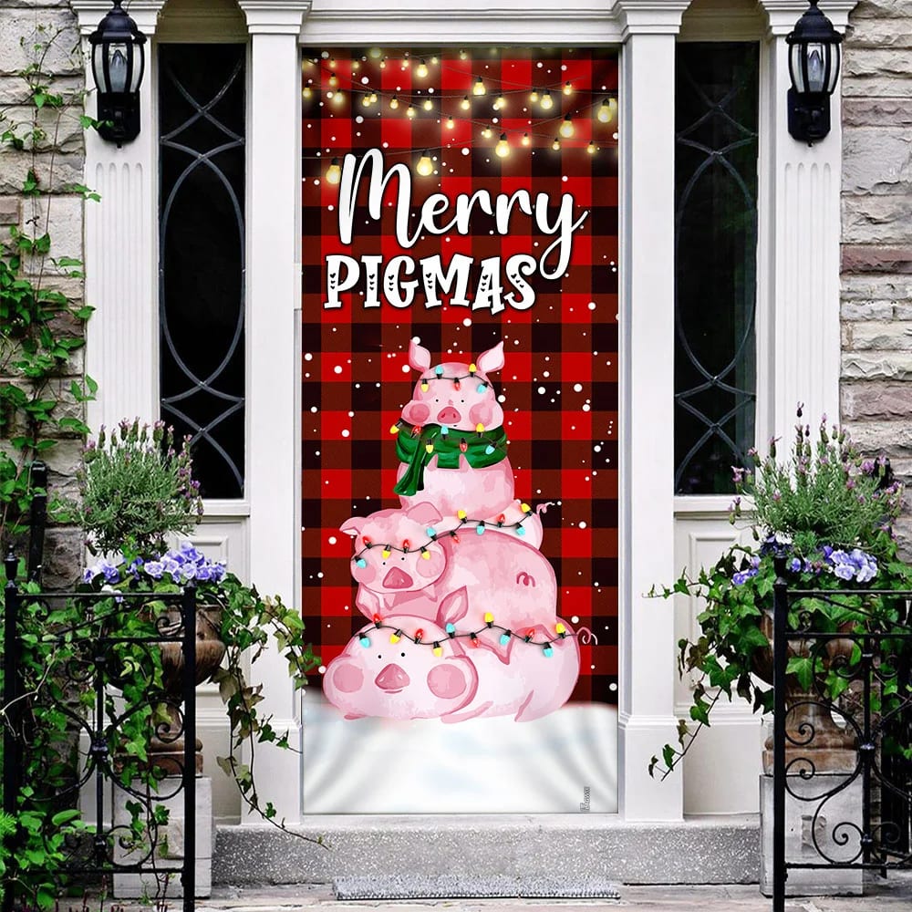 Three Pig Christmas Cattle Door Cover Merry Pigmas Unique Gifts Doorcover 2 Three Pig Christmas Cattle Door Cover Merry Pigmas Unique Gifts Doorcover 2