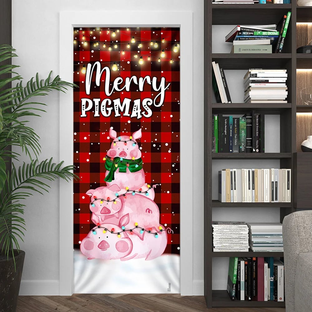 Three Pig Christmas Cattle Door Cover Merry Pigmas Unique Gifts Doorcover 4 Three Pig Christmas Cattle Door Cover Merry Pigmas Unique Gifts Doorcover 4