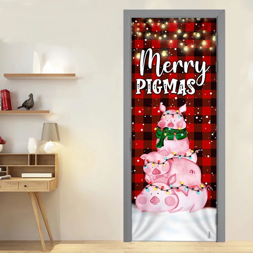 Three Pig Christmas Cattle Door Cover Merry Pigmas Unique Gifts Doorcover 5 Three Pig Christmas Cattle Door Cover Merry Pigmas Unique Gifts Doorcover 5