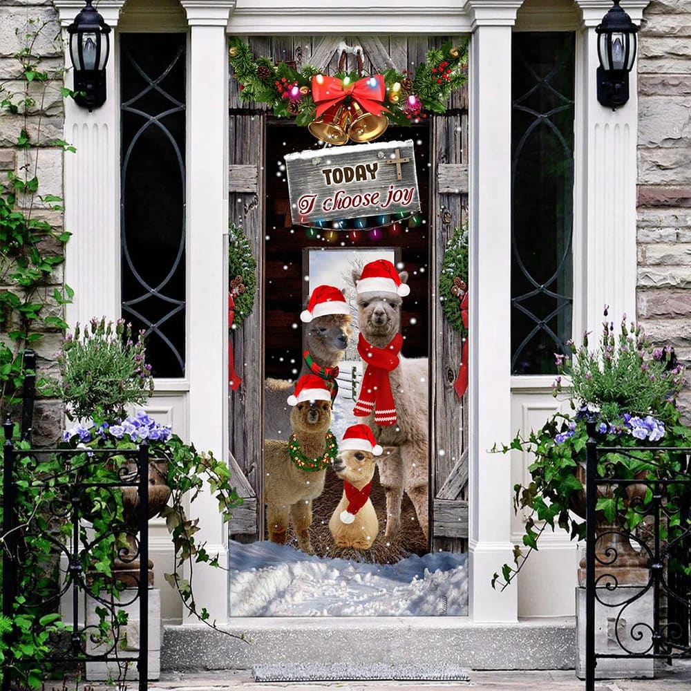 Today I Choose Joy Alpacas Farmhouse Door Cover Front Door Christmas Cover Christmas Outdoor Decoration 2 Today I Choose Joy Alpacas Farmhouse Door Cover Front Door Christmas Cover Christmas Outdoor Decoration 2
