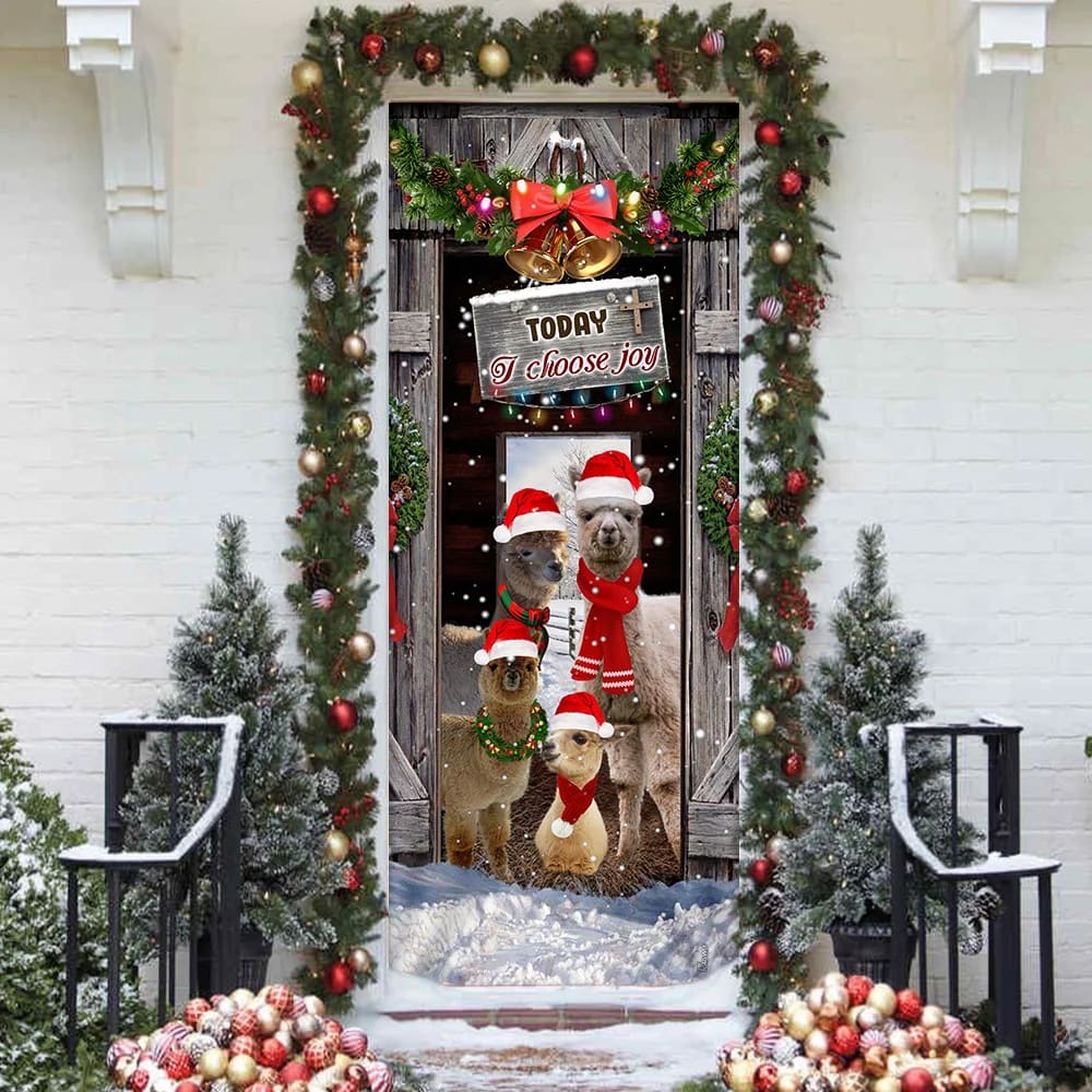 Today I Choose Joy Alpacas Farmhouse Door Cover Front Door Christmas Cover Christmas Outdoor Decoration 3 Today I Choose Joy Alpacas Farmhouse Door Cover Front Door Christmas Cover Christmas Outdoor Decoration 3