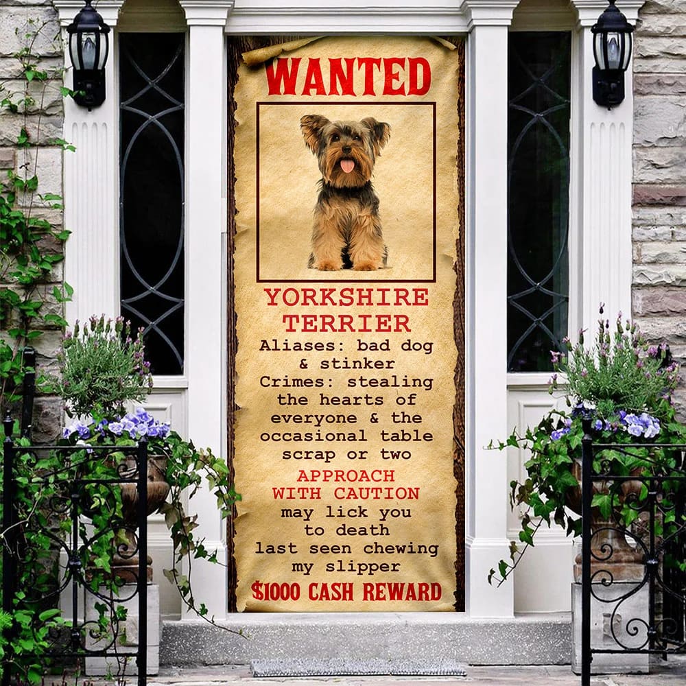 Wanted Yorkshire Terrier Door Cover Xmas Outdoor Decoration Gifts For Dog Lovers 2 Wanted Yorkshire Terrier Door Cover Xmas Outdoor Decoration Gifts For Dog Lovers 2