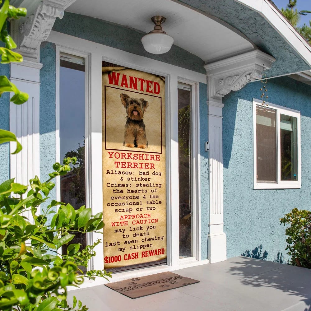 Wanted Yorkshire Terrier Door Cover Xmas Outdoor Decoration Gifts For Dog Lovers 3 Wanted Yorkshire Terrier Door Cover Xmas Outdoor Decoration Gifts For Dog Lovers 3