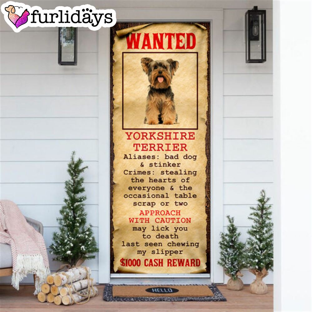 Wanted Yorkshire Terrier Door Cover Xmas Outdoor Decoration Gifts For Dog Lovers 6 Wanted Yorkshire Terrier Door Cover Xmas Outdoor Decoration Gifts For Dog Lovers 6