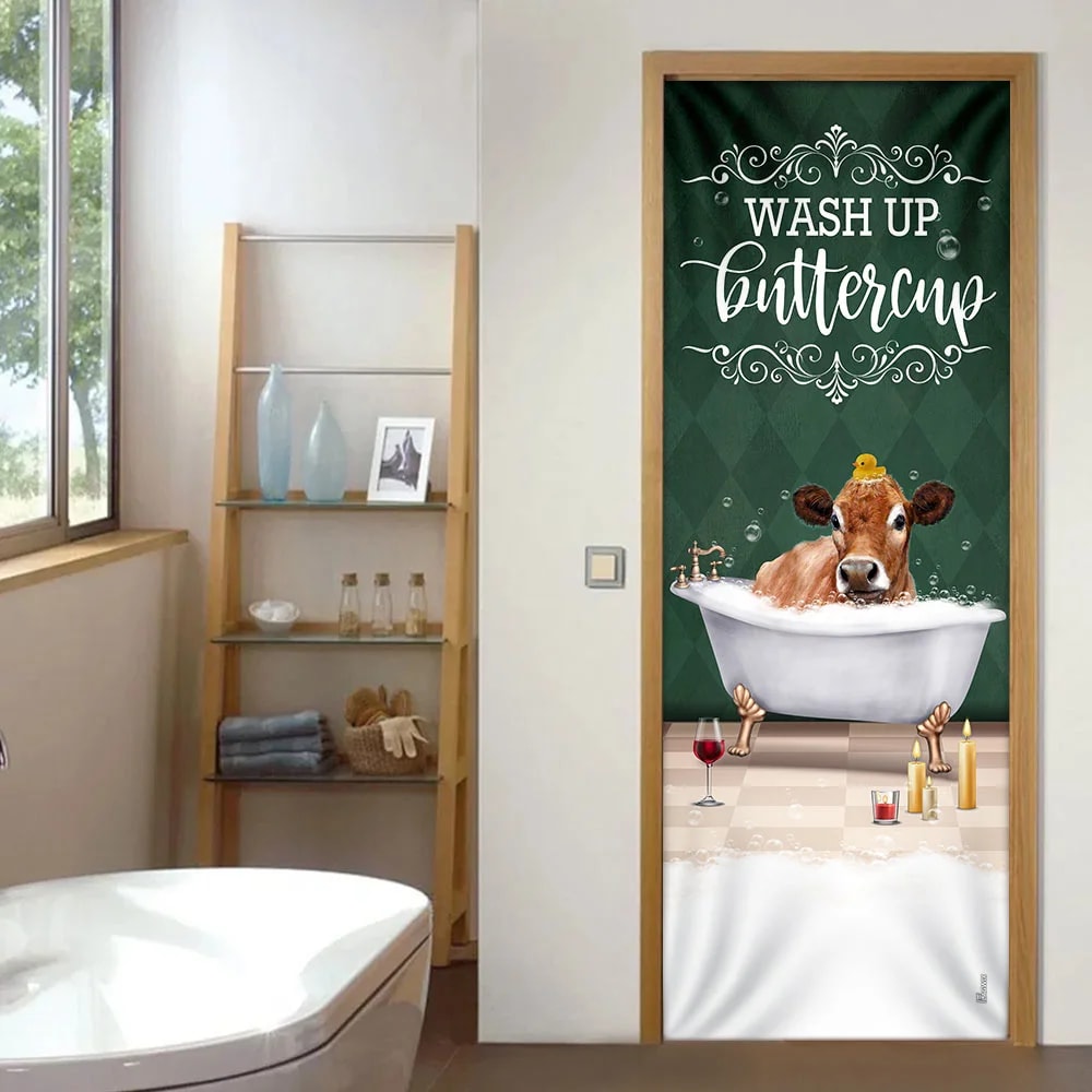 Wash Up Buttercup Cow Door Cover Xmas Outdoor Decoration Gifts For Dog Lovers 4