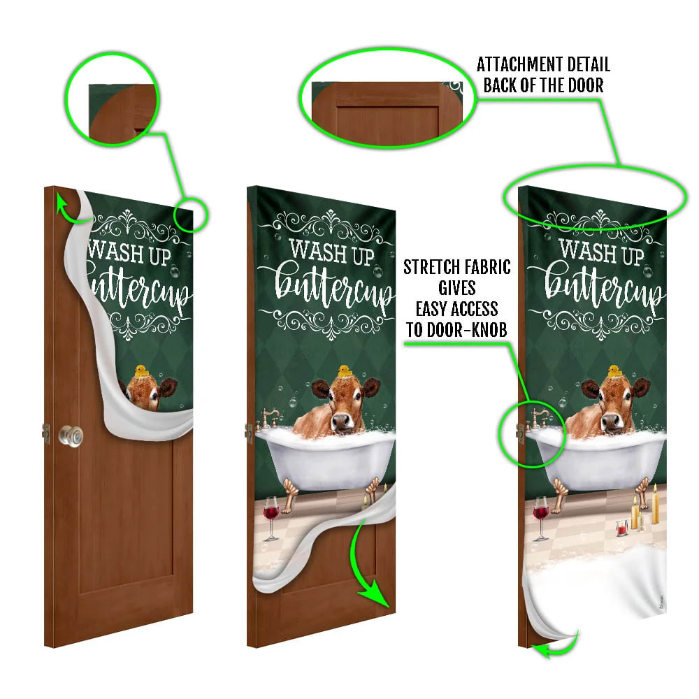 Wash Up Buttercup Cow Door Cover Xmas Outdoor Decoration Gifts For Dog Lovers 5