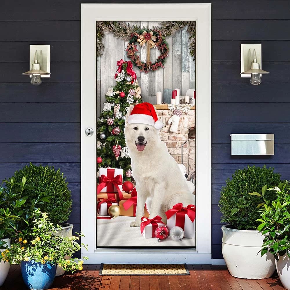 White German Shepherd Christmas Door Cover Unique Gifts Doorcover 2 White German Shepherd Christmas Door Cover Unique Gifts Doorcover 2