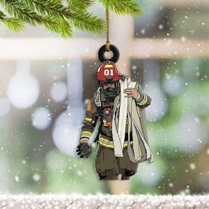 01 Fireman Ornament Proud American Firefighter…