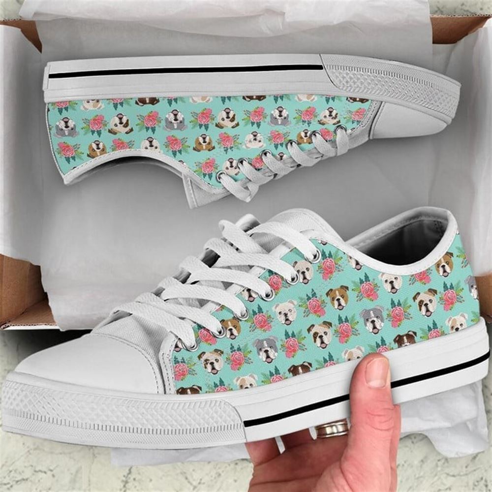 Bulldog Flower Watercolor Low Top Shoes Low Top Shoes Mens Women 1 ospnqs.jpg
