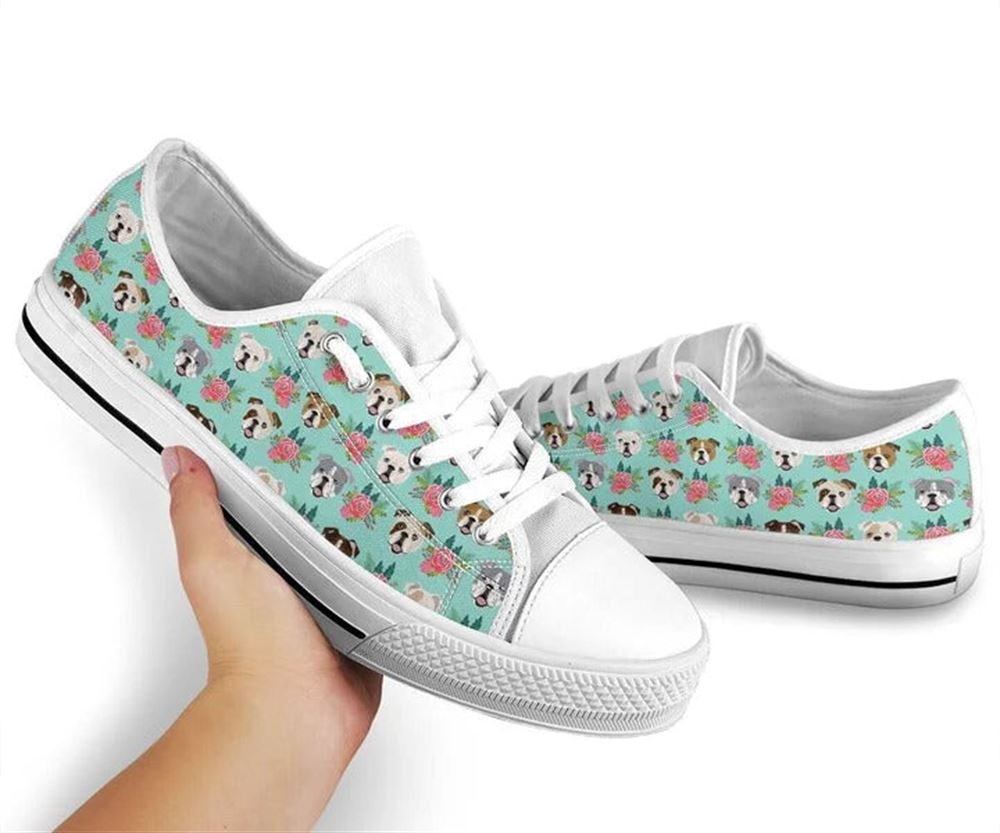 Bulldog Flower Watercolor Low Top Shoes Low Top Shoes Mens Women 2 lwfwwf.jpg