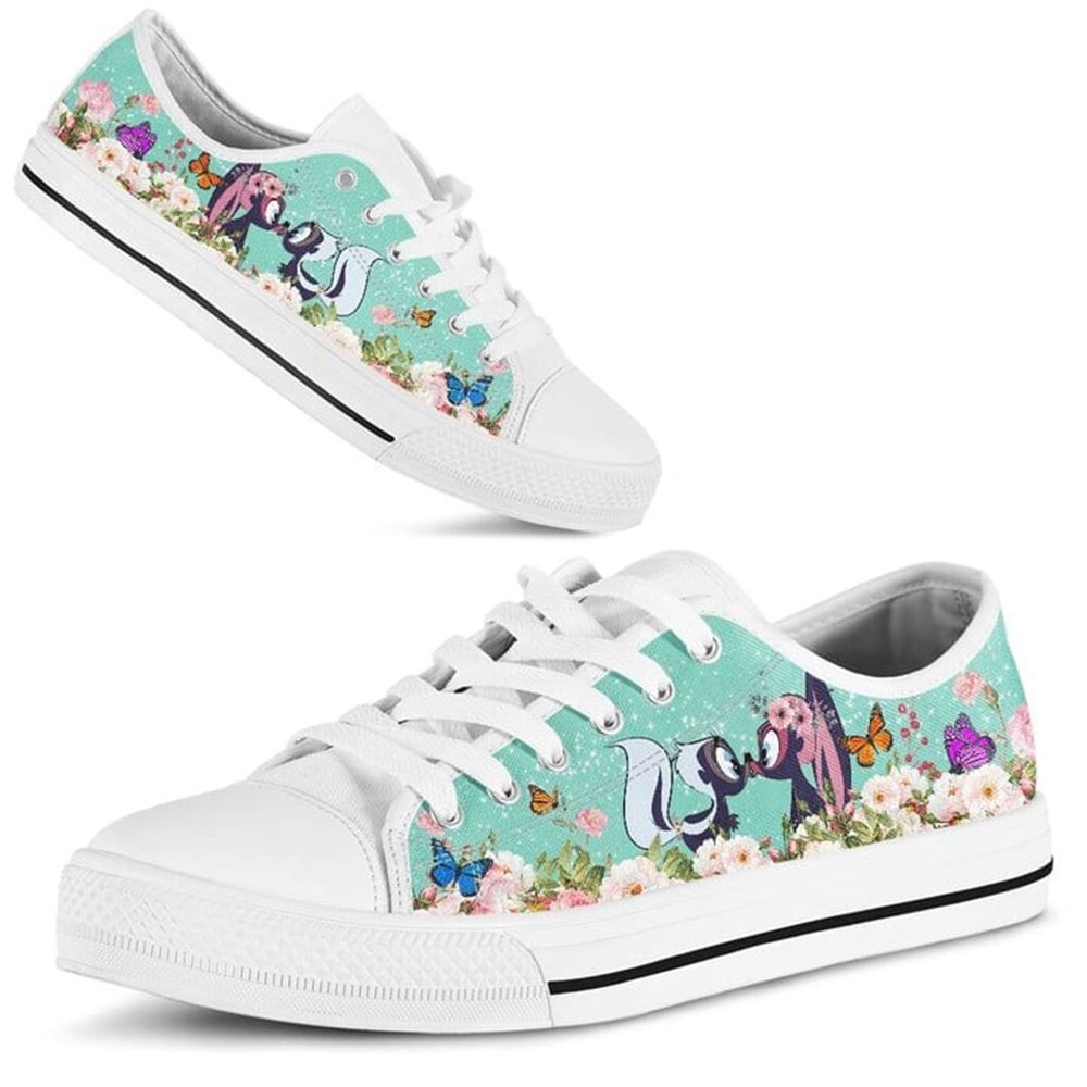 Cute Couple Skunk Love Flower Watercolor Low Top Shoes Low Top Shoes Mens Women 2 dk7pvt.jpg
