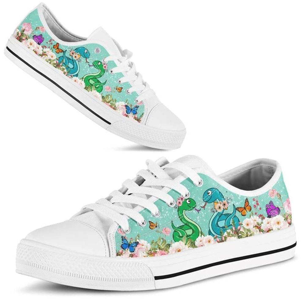 Cute Couple Snake Love Flower Watercolor Low Top Shoes Low Top Shoes Mens Women 2 hfjgs2.jpg
