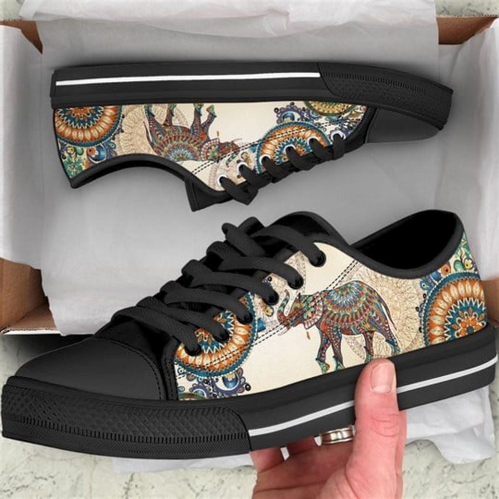 Elephant Ethnic Style Canvas Low Top Shoes Low Top Shoes Mens Women 1 u6avxm.jpg