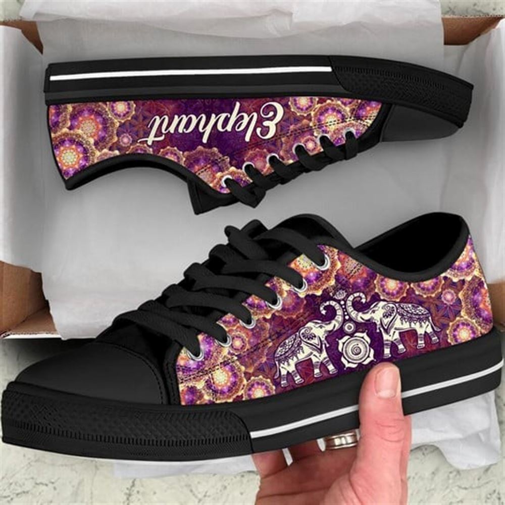 Elephant Mandala Royal Pattern Canvas Low Top Shoes Low Top Shoes Mens Women 1 fwvrdd.jpg