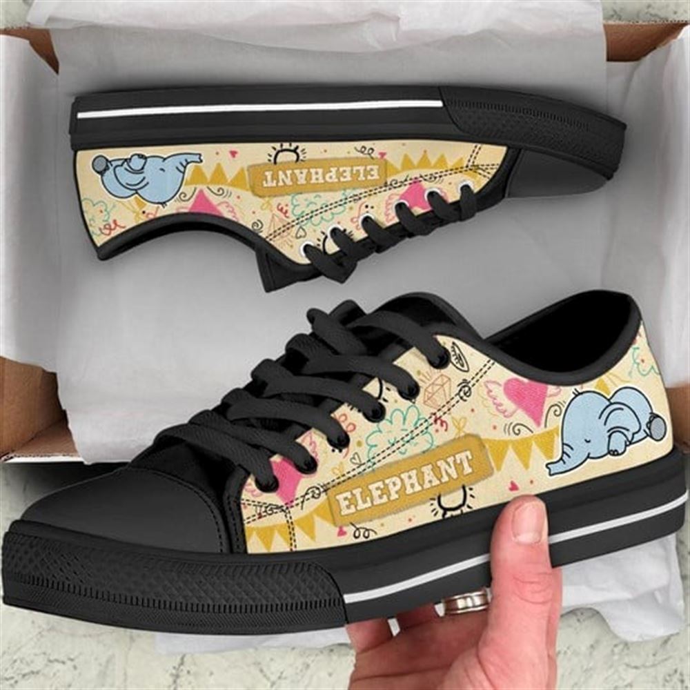 Elephant Sketch Funny Canvas Low Top Shoes Low Top Shoes Mens Women 1 f7r8xt.jpg