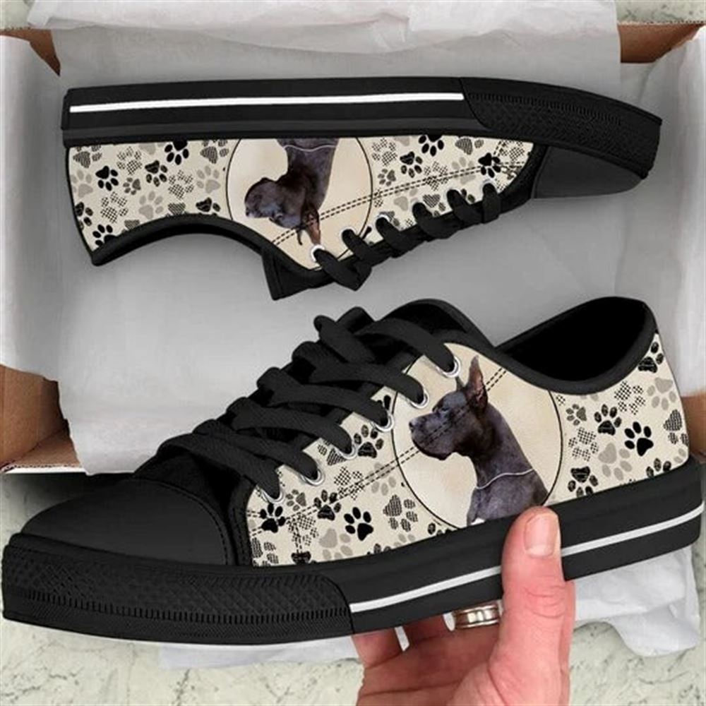 Great Dane Dog Pattern Brown Canvas Low Top Shoes Low Top Shoes Mens Women 1 olbk0r.jpg