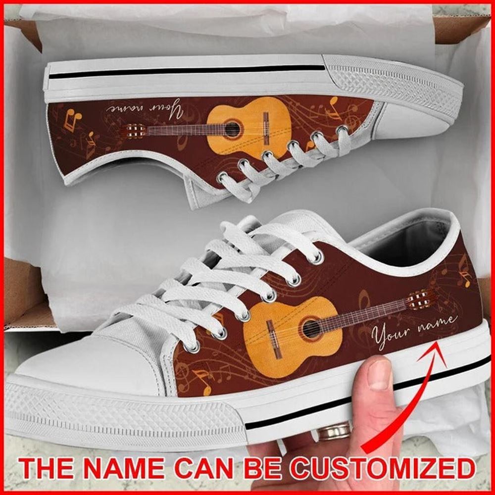 Guitar Brown Music Note Personalized Canvas Low Top Shoes Low Top Shoes Mens Women 1 ufl68w.jpg