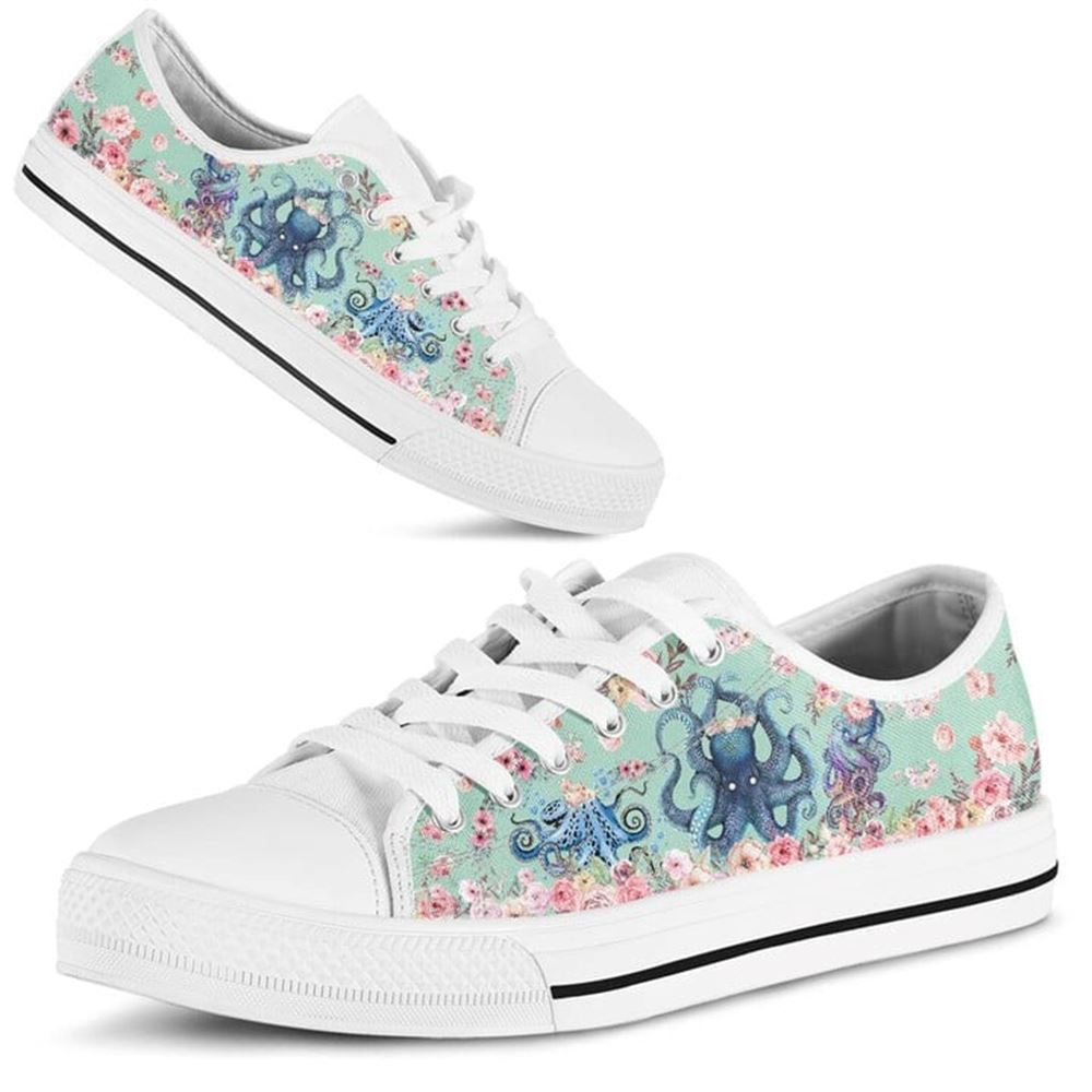 Octopus Flower Waterclolor Low Top Shoes Low Top Shoes Mens Women 2 zkbkuw.jpg
