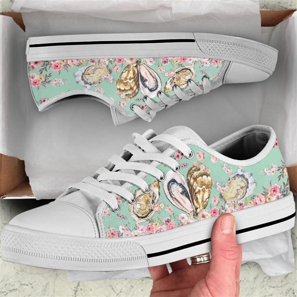 Oyster Flower Watercolor Low Top Shoes Low Top Shoes Mens Women 1 bwiwat.jpg