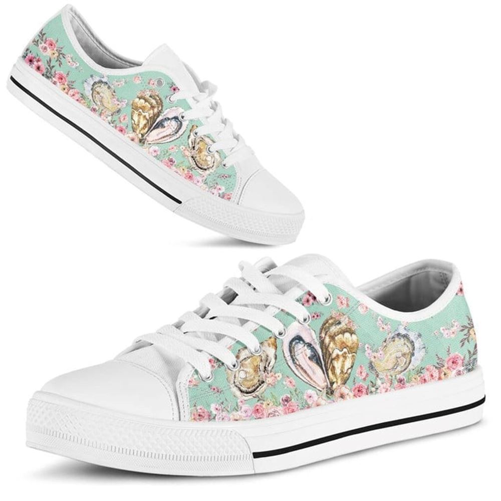Oyster Flower Watercolor Low Top Shoes Low Top Shoes Mens Women 2 xez6de.jpg