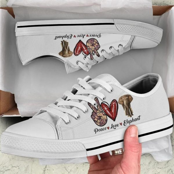 Peace Love Elephant Sign Low Top Shoes – Low Top Shoes Mens, Women