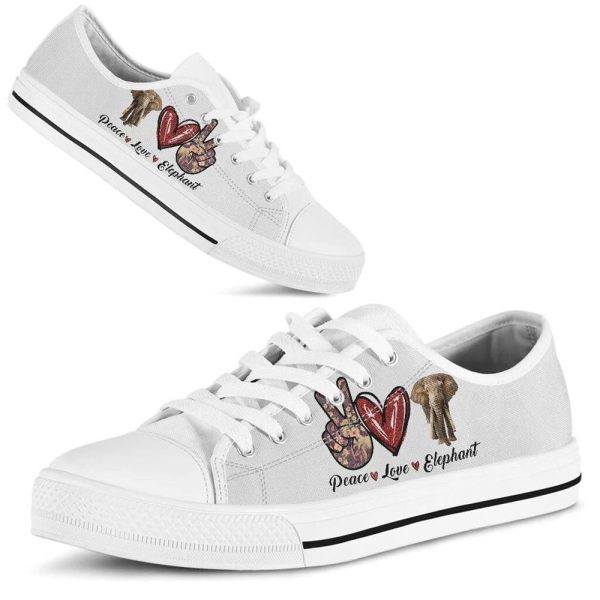 Peace Love Elephant Sign Low Top Shoes – Low Top Shoes Mens, Women