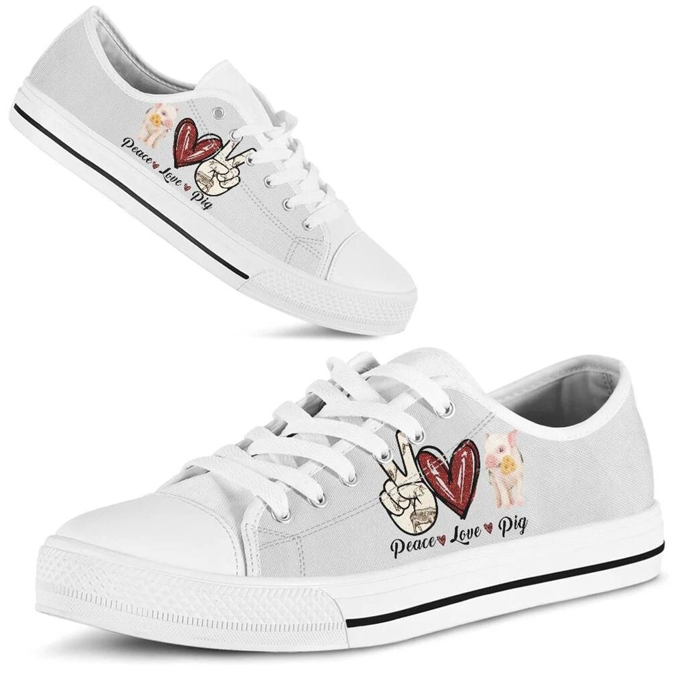 Peace Love Pig Sign Low Top Shoes Low Top Shoes Mens Women 2 pn8ifj.jpg
