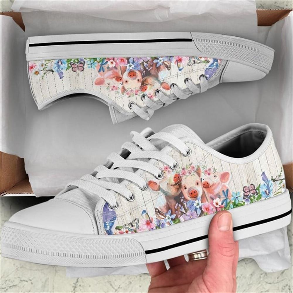 Pig Flower Watercolor Low Top Shoes Low Top Shoes Mens Women 1 uqmmuw.jpg