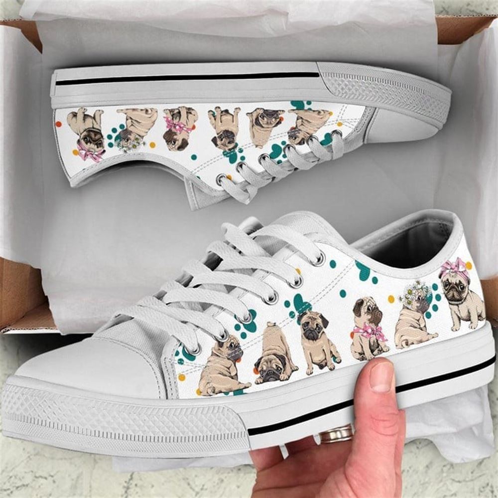 Pug Dog Adorable Canvas Low Top Shoes Low Top Shoes Mens Women 2 dc0eug.jpg