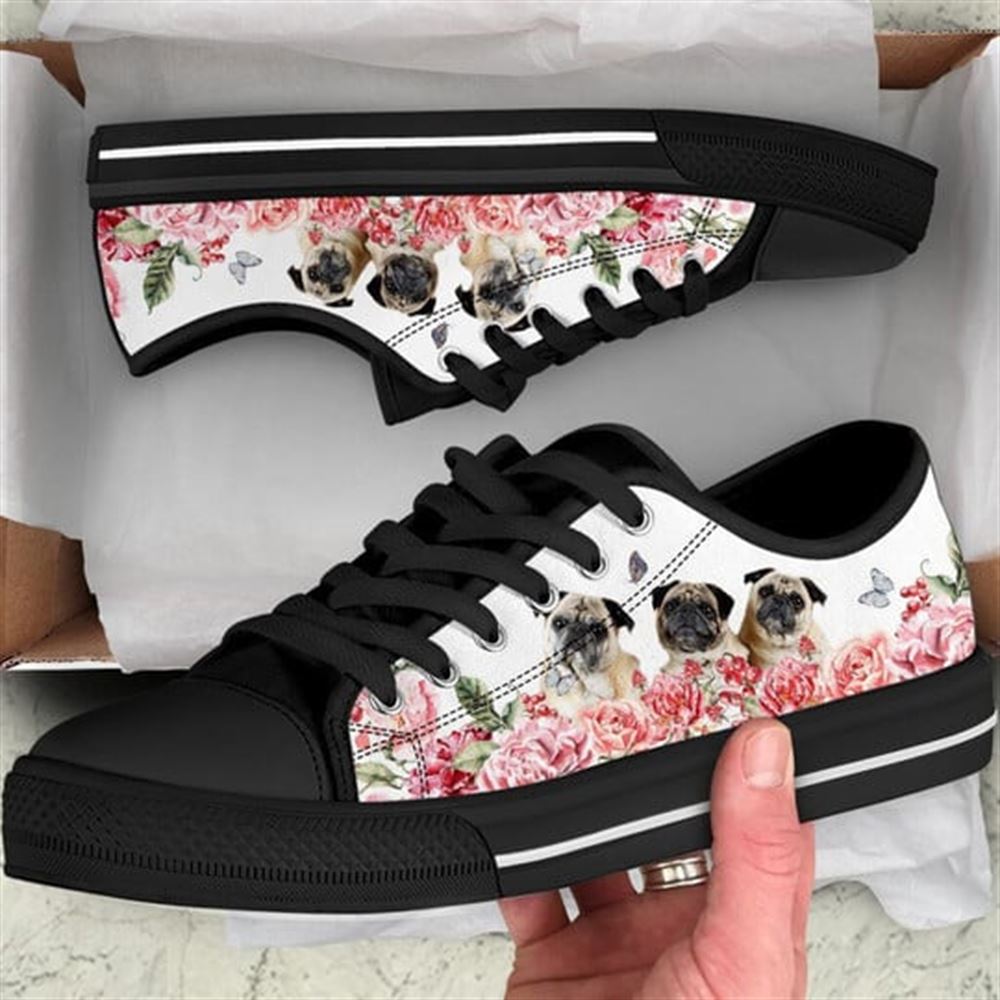Pug Dog Flower Pink Butterfly Canvas Low Top Shoes Low Top Shoes Mens Women 1 iirhw6.jpg Pug Dog Flower Pink Butterfly Canvas Low Top Shoes Low Top Shoes Mens Women 1 iirhw6.jpg