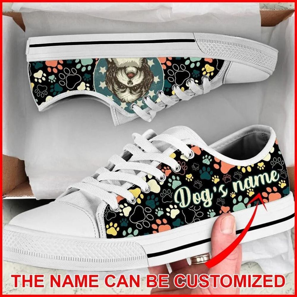 Shih Tzu Dog Paw Pattern Vintage Personalized Canvas Low Top Shoes Low Top Shoes Mens Women 2 isxzi6.jpg